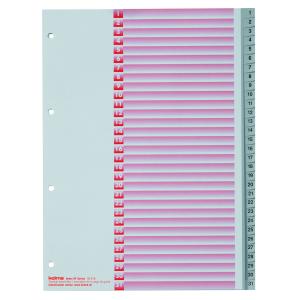 Register A4 hoch 1-31 nummeriert Kunststoff PP grau Kolmaflex Nr. 1873103