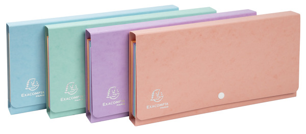 Exacompta Aquarel Fächermappe 6 Fächer 26x13cm, Set à 4 Stk assortiert SPEZIALB