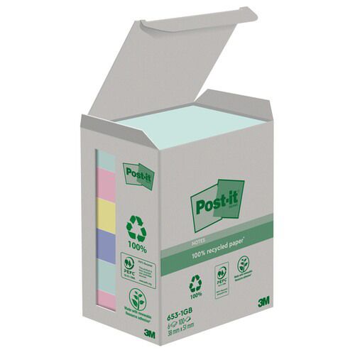 Post-it Green Notes 38 x 51 mm Rainbow Karton mit 6 Block à 100 Blatt, Nr. 653