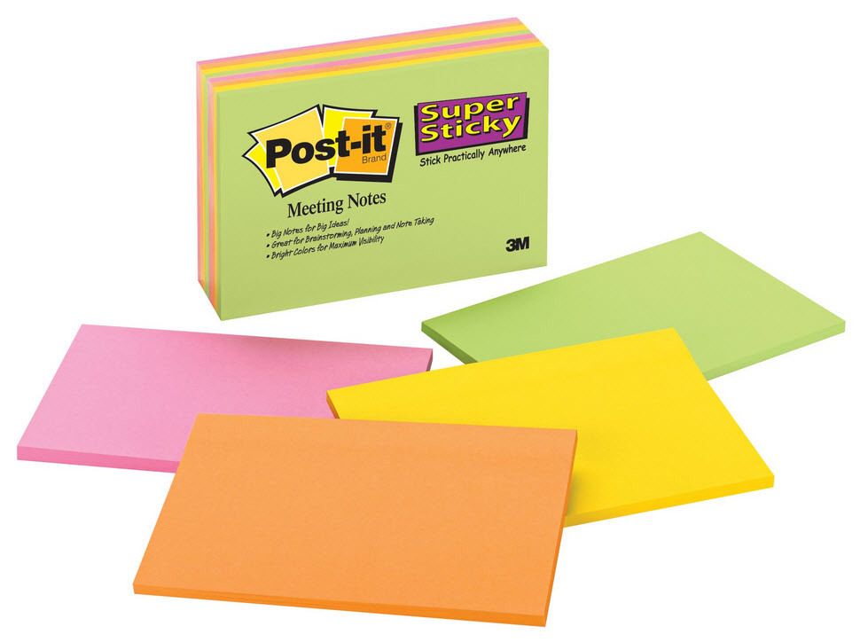 Post-it Meeting 152 x 101 mm Neonfarben assortiert, 4 Blöcke à 45 Blatt Nr. 6445