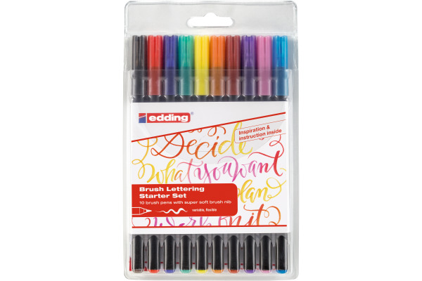 edding Brushpen Lettering Set 1340 Starter Set, Etui mit 10 Farben