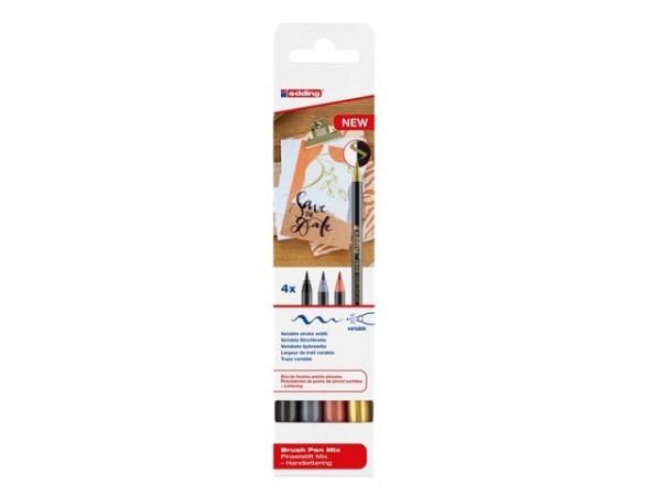 edding Brushpen Lettering Set 1340 Metallic Farben, 4er Set SOL. VORRAT!!!