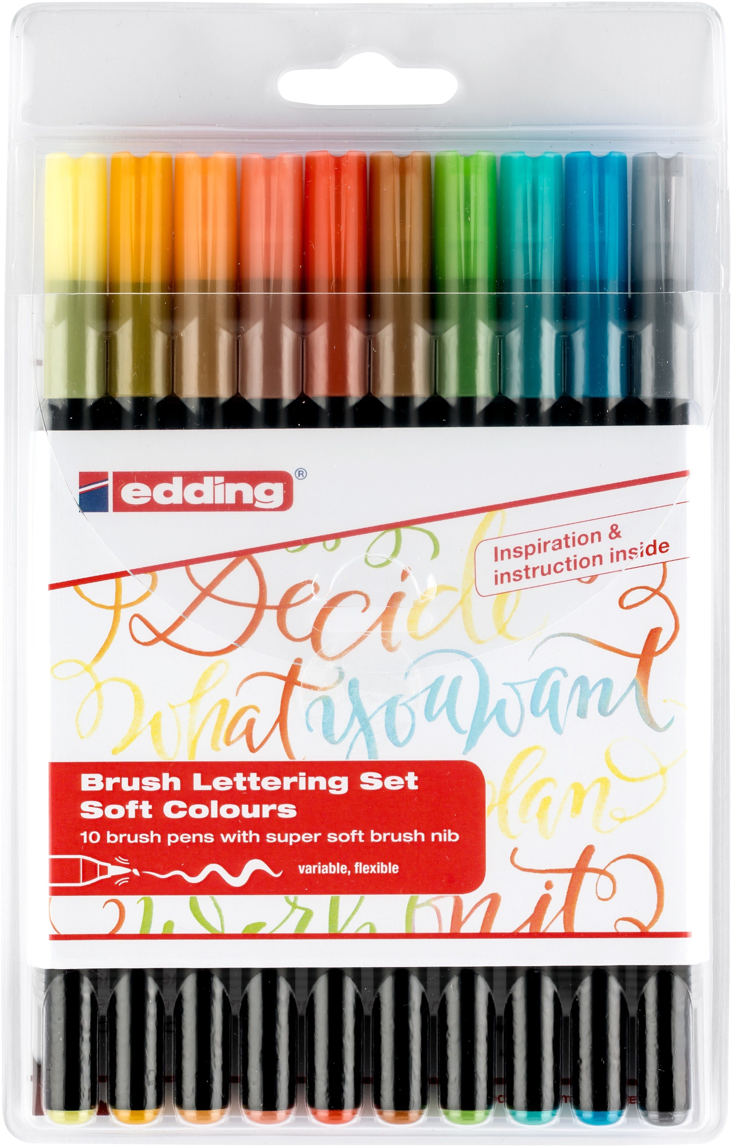 edding Brushpen Lettering Set 1340 Soft Colours, Etui mit 10 Farben