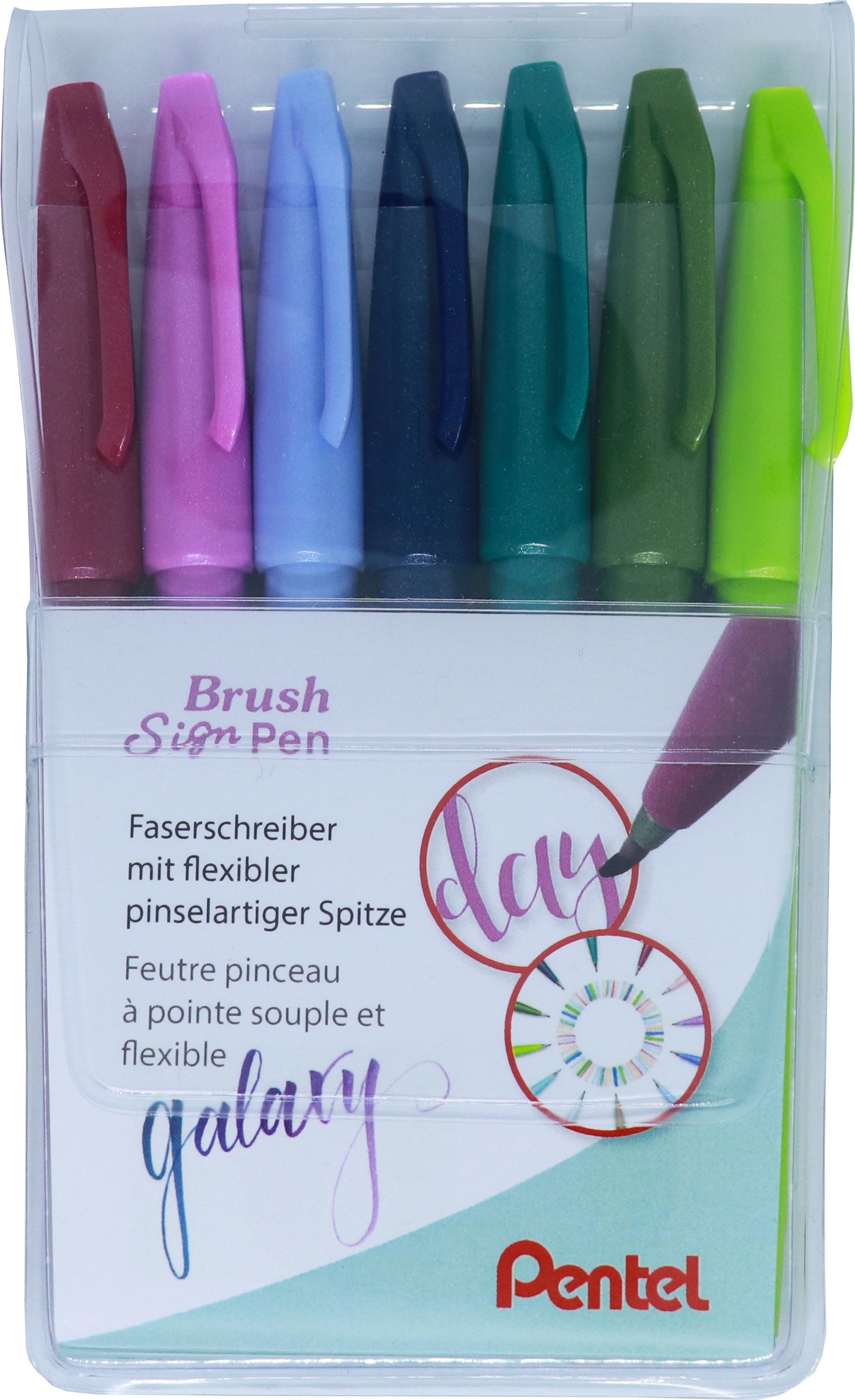 Pentel Brushpen Sign Pen 7-er Set Galaxy