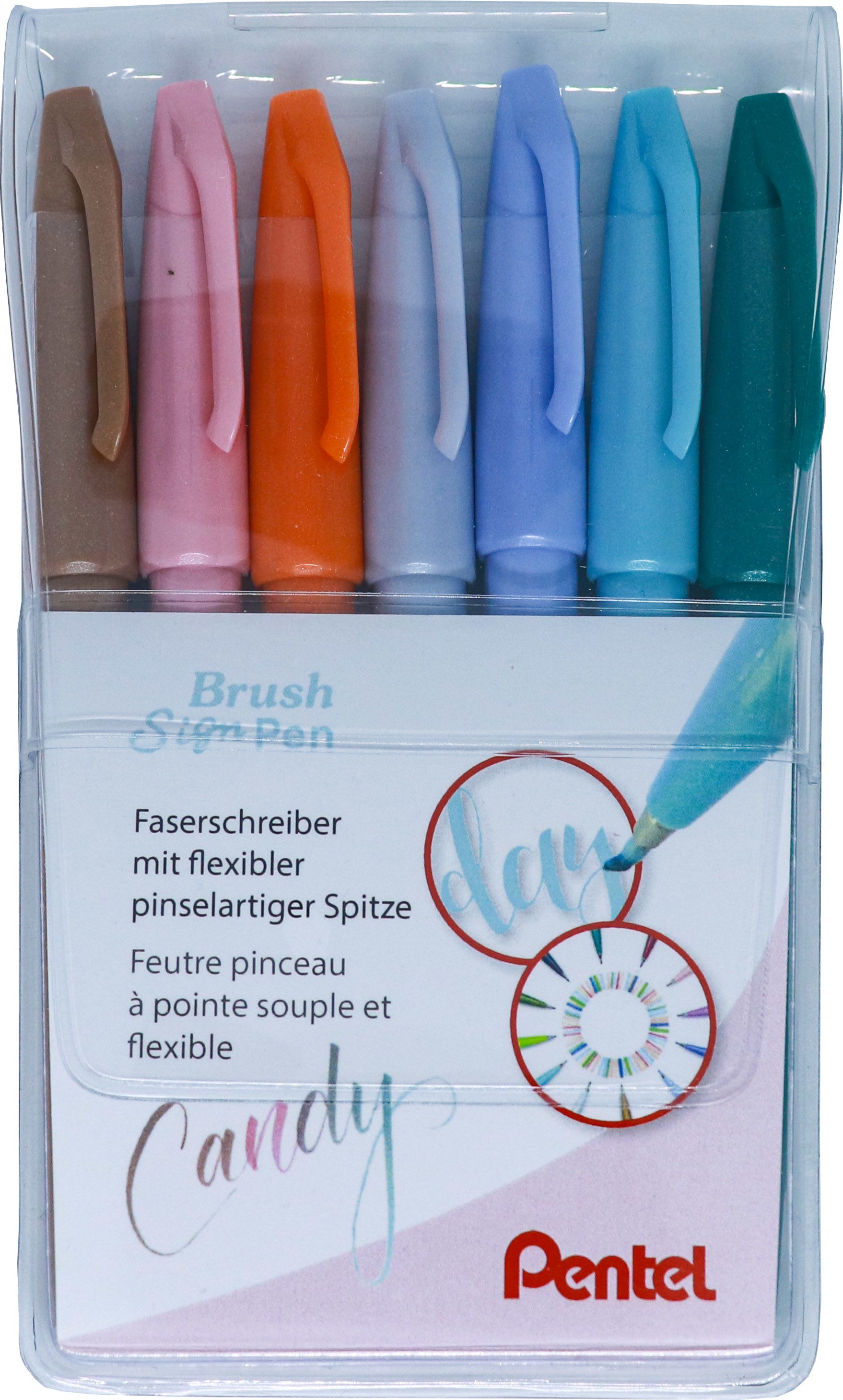 Pentel Brushpen Sign Pen 7-er Set Candy