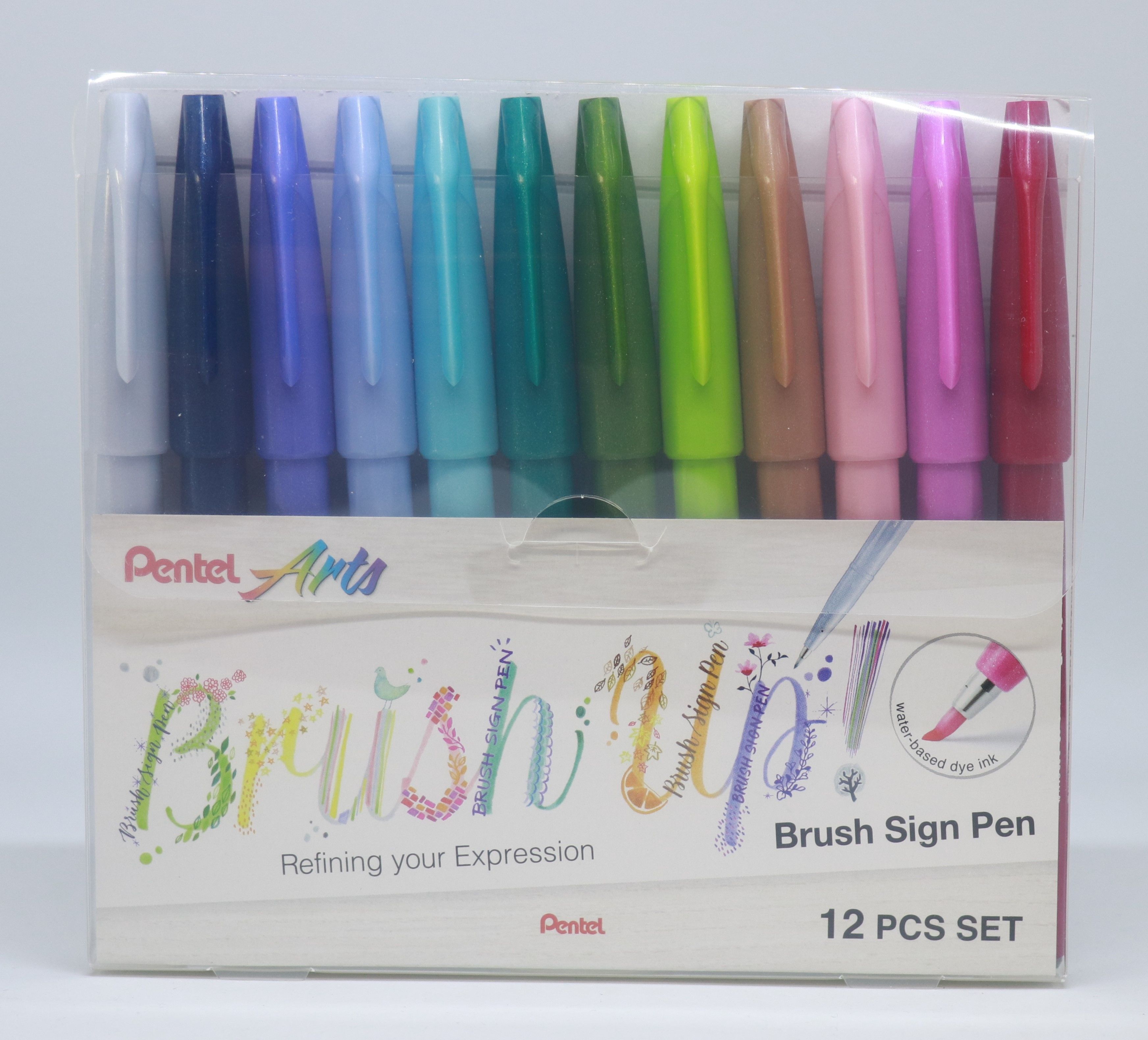 Pentel Brushpen Sign Pen 12-er Set Pastellfarben