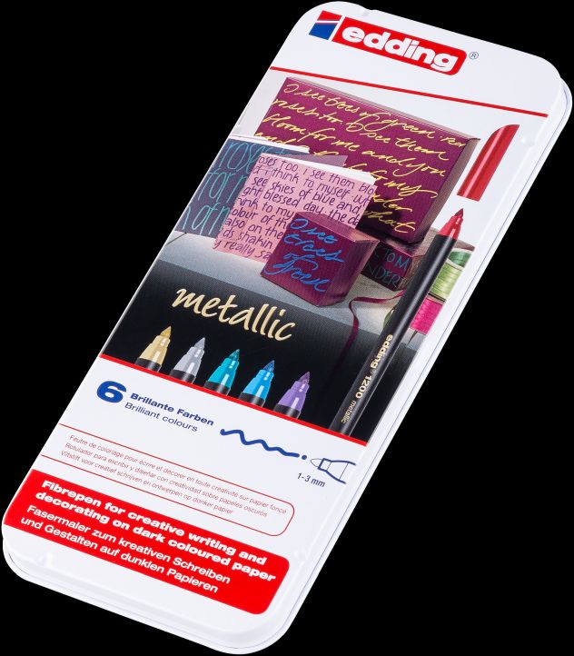 Fasermaler Edding 1200 Metallic Metalletui mit 6 Farben