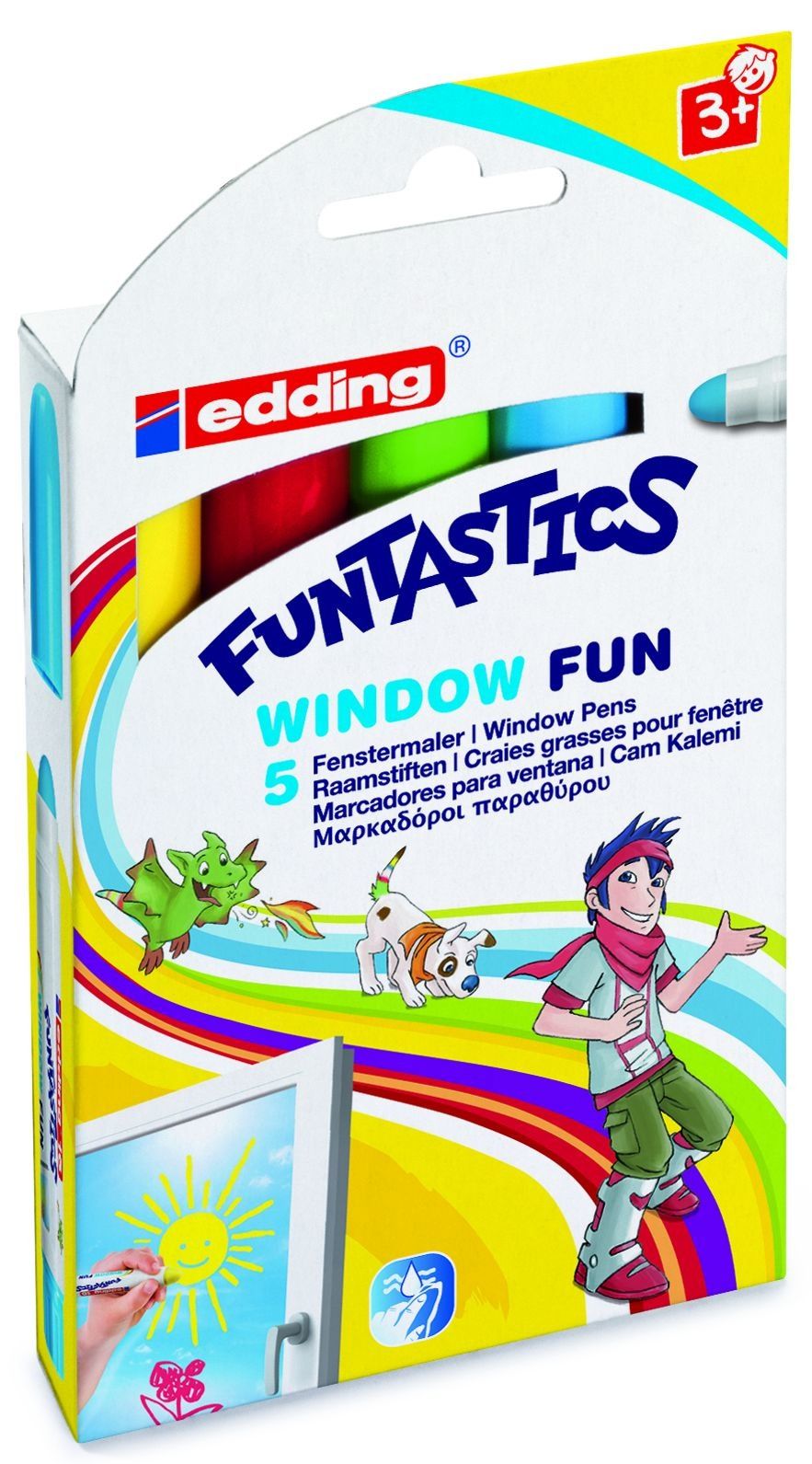 Kinderfenstermaler edding 16 Window Fun 2-6mm Rundspitze Etui mit 5 Fa. SOL.VOR.