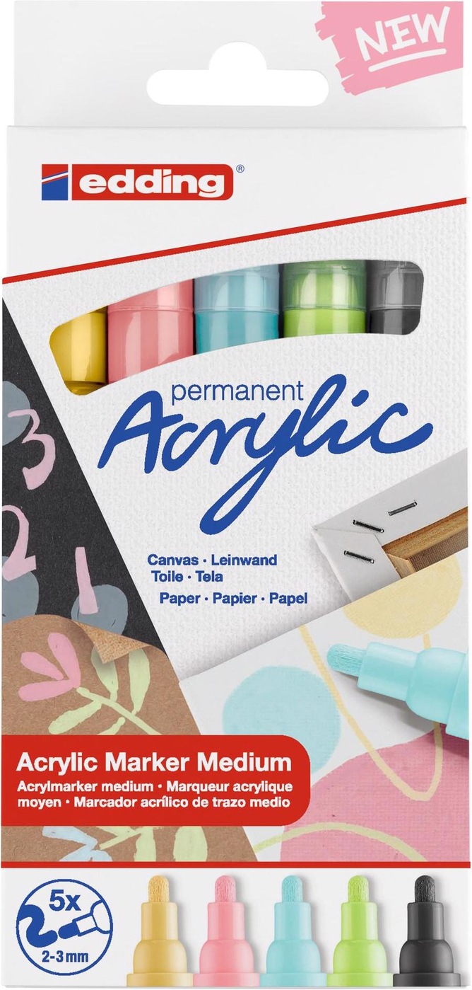 Acrylmarker edding 5100 5er Etui Pastell, 2-3 mm SPEZIALBESTELLUNG!!!