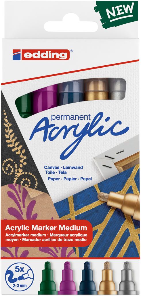 Acrylmarker edding 5100 5er Etui Metallic, 2-3 mm SPEZIALBESTELLUNG!!!