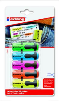 Textmarker edding Mini 7 Blister mit 5 Stück farbig assortiert