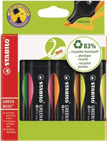 Textmarker Stabilo Green Boss Etui mit 4 Farben
