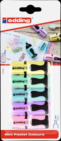 Textmarker edding Mini 7 Pastellfarben Blister mit 5 Stück farbig assortiert