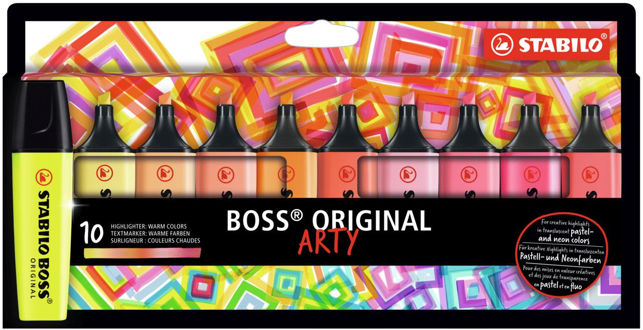 Textmarker Stabilo Boss Original 10er Etui Arty, warme Farben