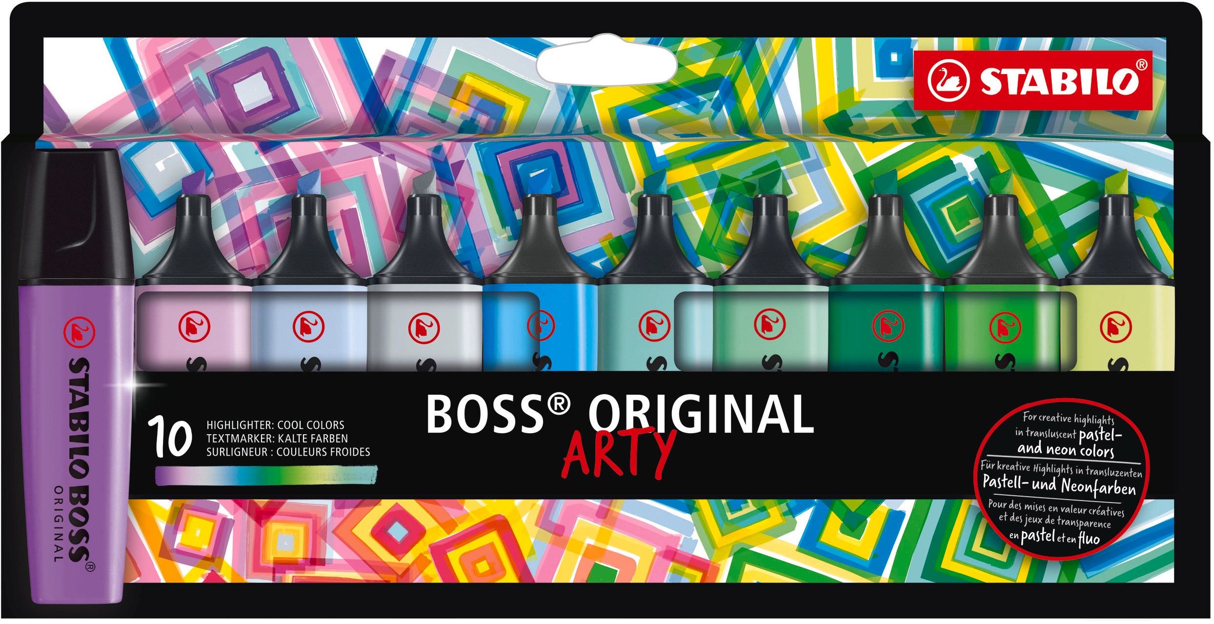 Textmarker Stabilo Boss Original 10er Etui Arty, kalte Farben