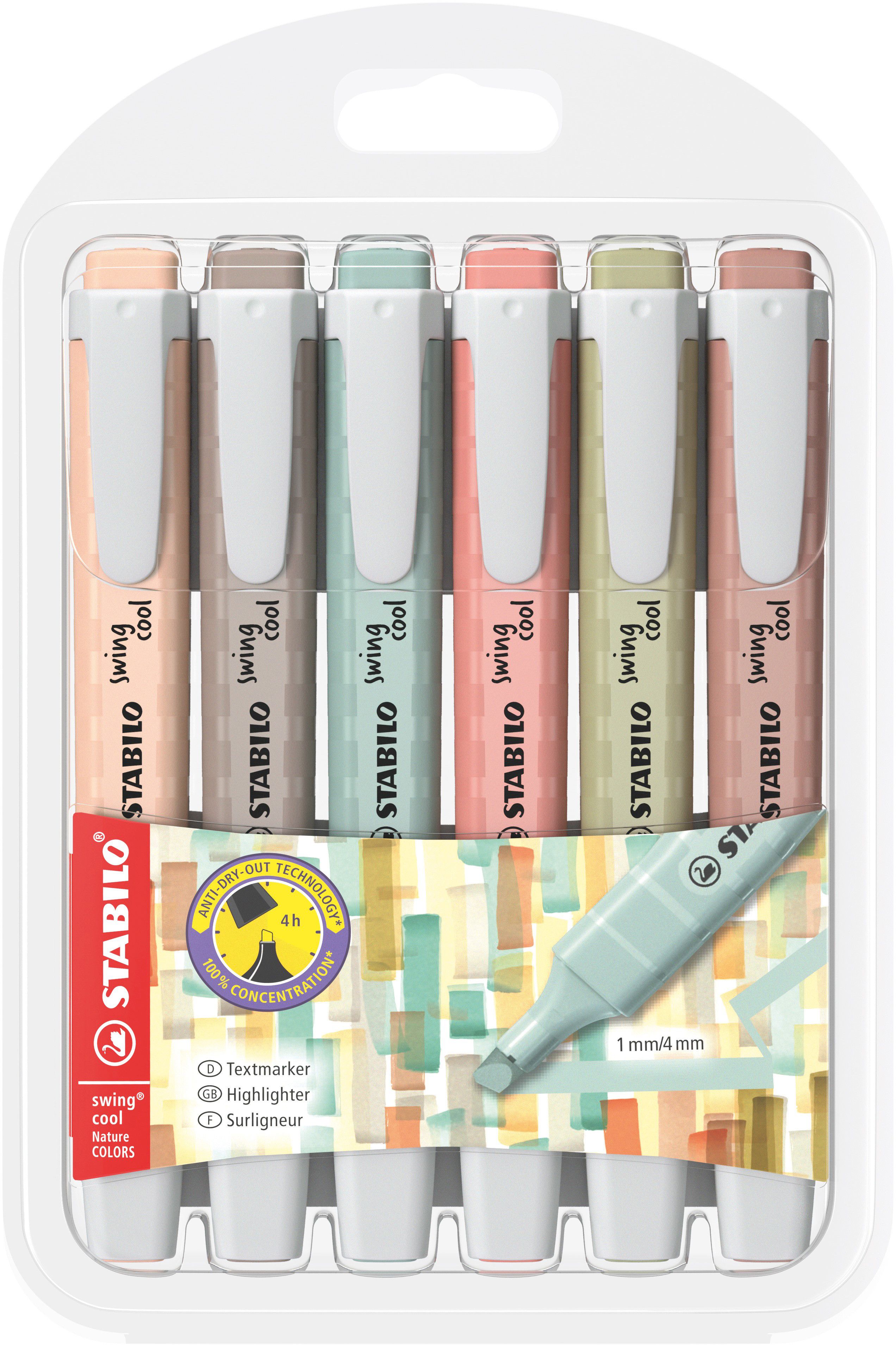 Textmarker StabilOswing cool Nature Etui mit 6 Farben