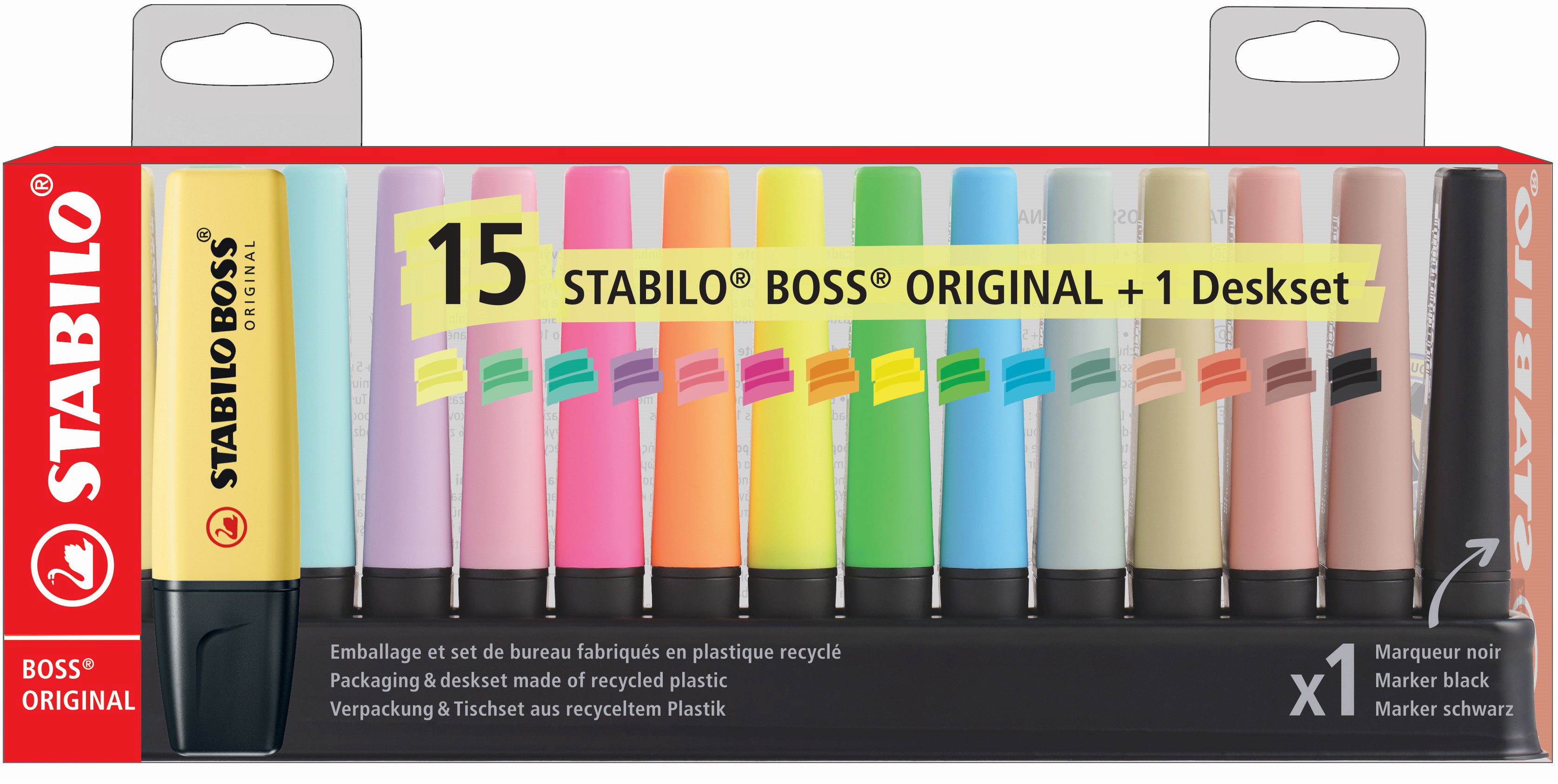 Textmarker Stabilo Boss 15er Tischset Pastell meets Nature Colors