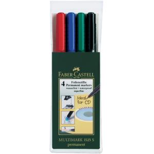 Faber-Castell Multimark 4er Etui F perm. ca. 0,6 mm, mit Radierer, Nr. 151304