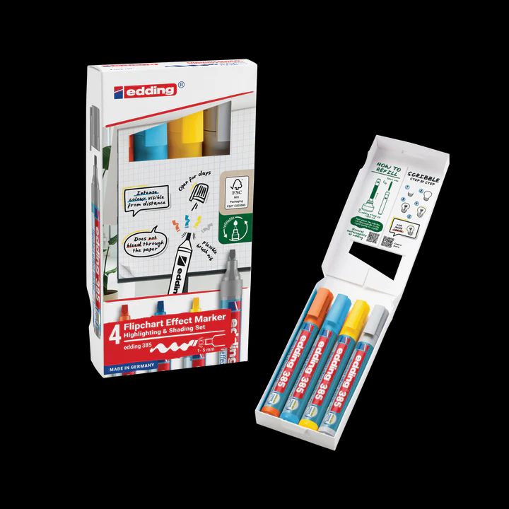 Flipchart Effektmarker edding 385 Karton Etui mit 4 Farben