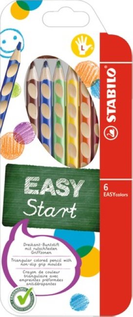 Schreiblernstift Stabilo EASYgraph Linkshänder, 6er Etui farbig sortiert