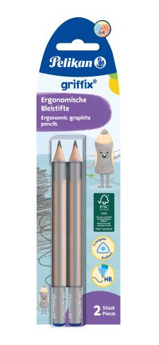 Schreiblernstift Pelikan Griffix Holz HB Blister à 2 Stück