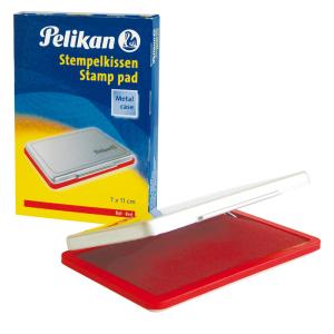 Stempelkissen Pelikan rot Metallicgehäuse, Gr. 2 = 7 x 11 cm