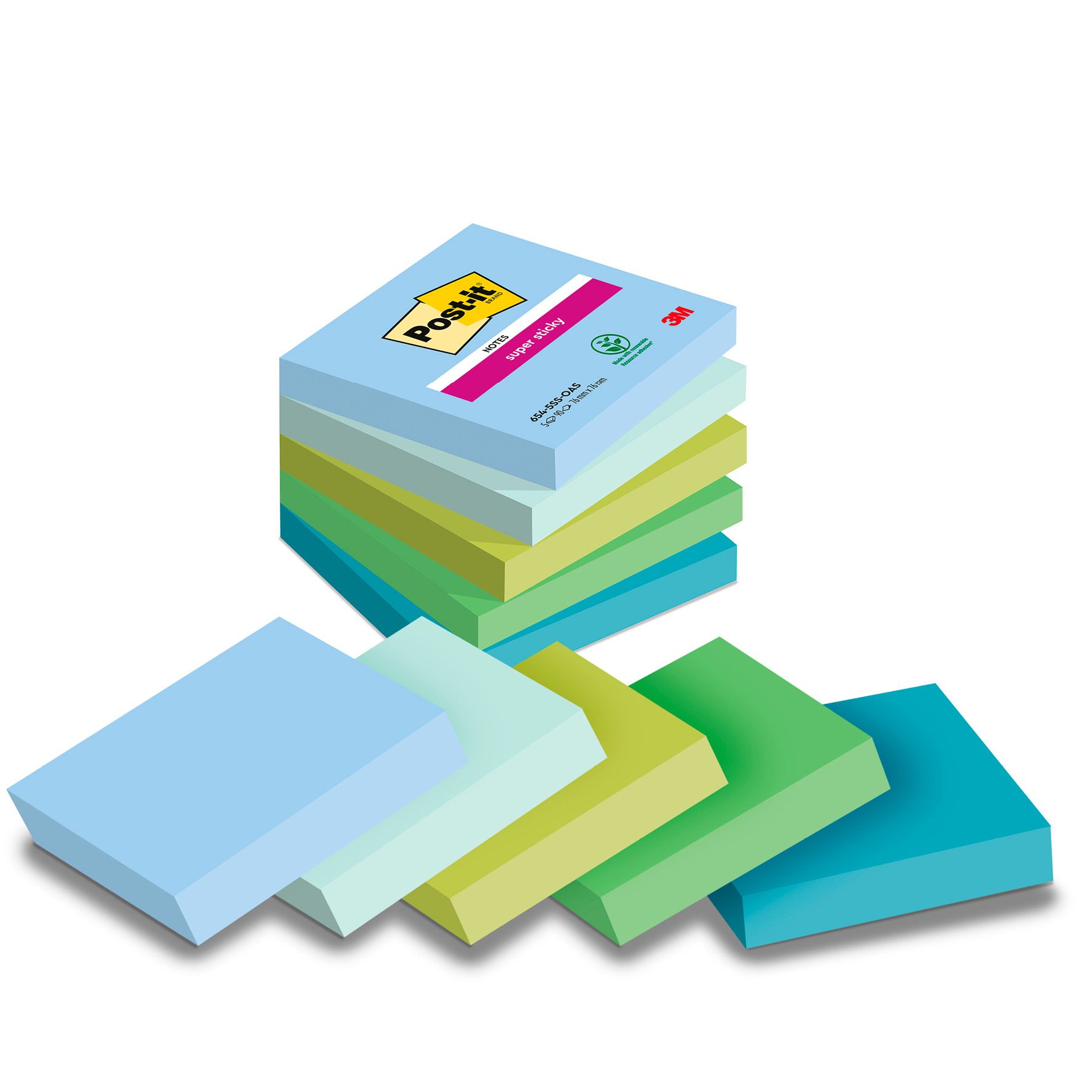 Post-it Notes Oasis 76x76 mm 5-farbig 5 x 90 Blatt