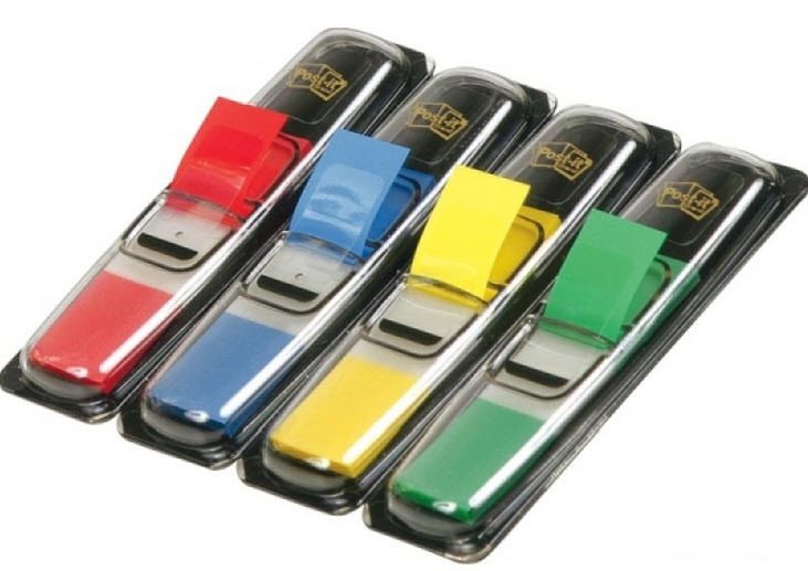 Post-it Index Dispenser schmal 4 x 12 mm blau, gelb, grün, rot, Nr. 683