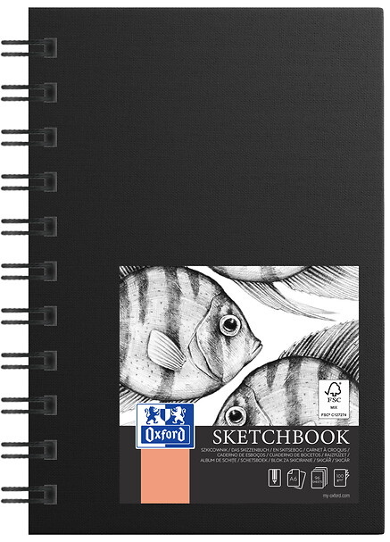Oxford Skizzenbuch mit Spiralbindung A6 säurefreies Papier 100 gm2, 50 Blatt