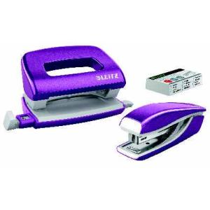 Leitz Wow Mini Heftapparat + Locher Set violett-metallic, SPEZIALBESTELLUNG