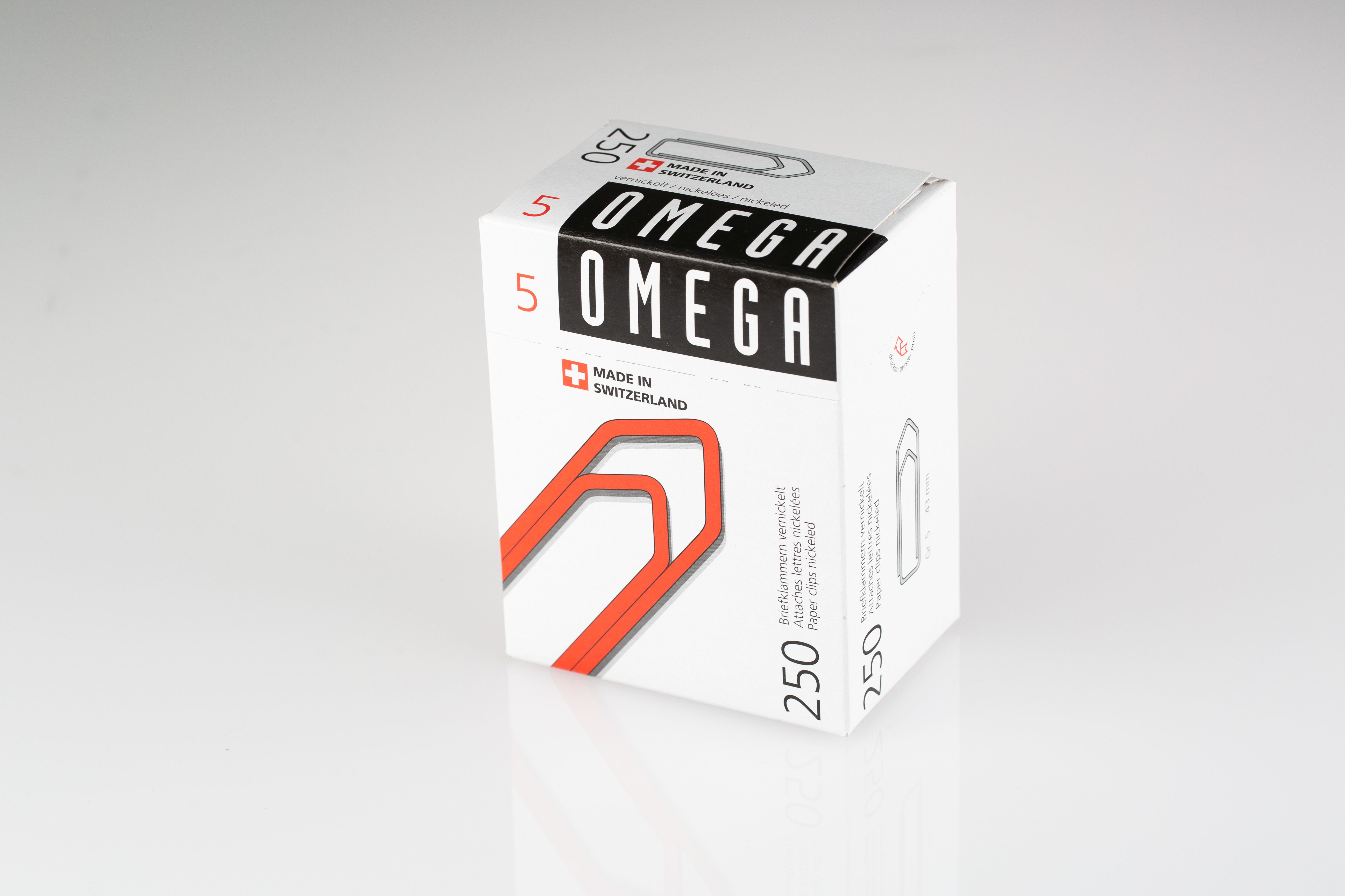 Büroklammern Omega Gr. 5, 43 mm Swiss Made, Schachtel à 250 Stück