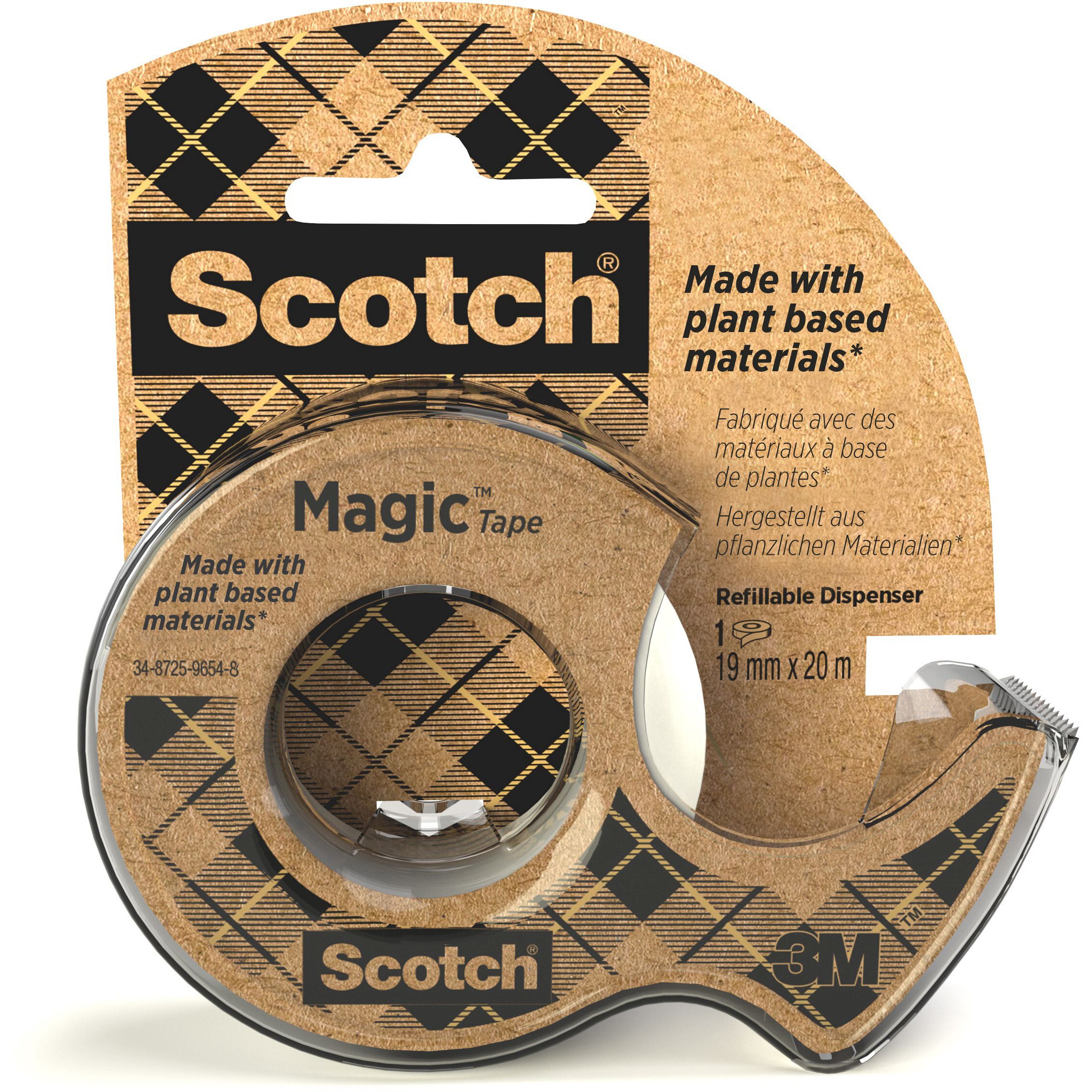 Scotch Magic 900 Klebeband Recycling beschriftbar, 19 mm x 20 m auf Dispenser