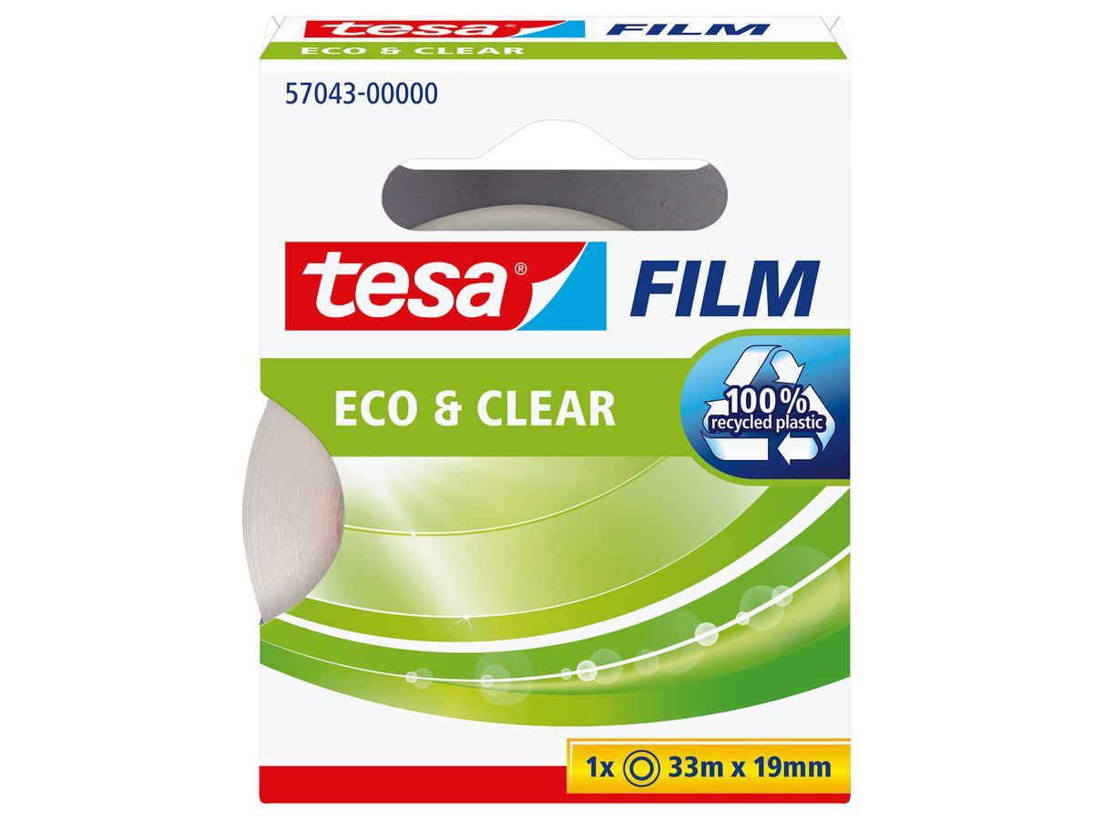 Klebeband Tesafilm eco&clear 19 x 33 m 100 Prozent recyceltem Kunststoff