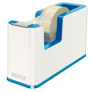 Tischabroller Leitz Wow Duo Colour weiss-blau, inkl. Klebeband 19 x 33 m