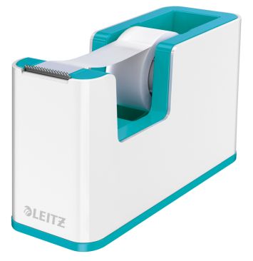 Tischabroller Leitz Wow Duo Colour weiss-eisblau, inkl. Klebeband 19 x 33 m