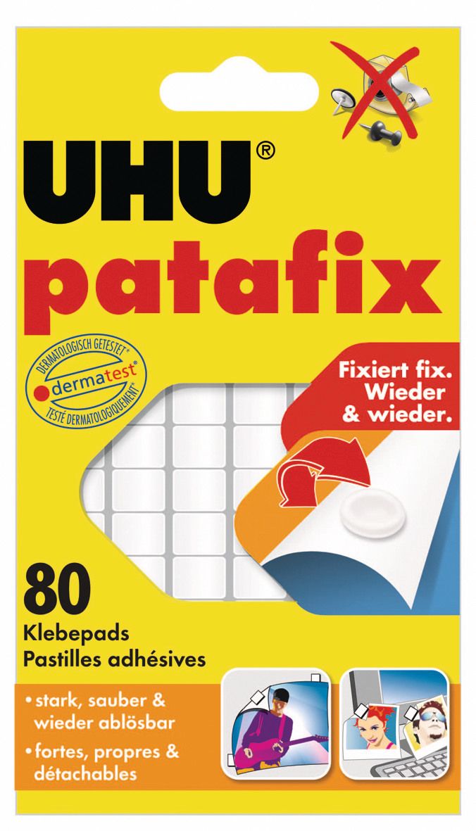 Uhu Klebebads patafix weiss 9,5 x 17 mm, Packung à 80 Pads