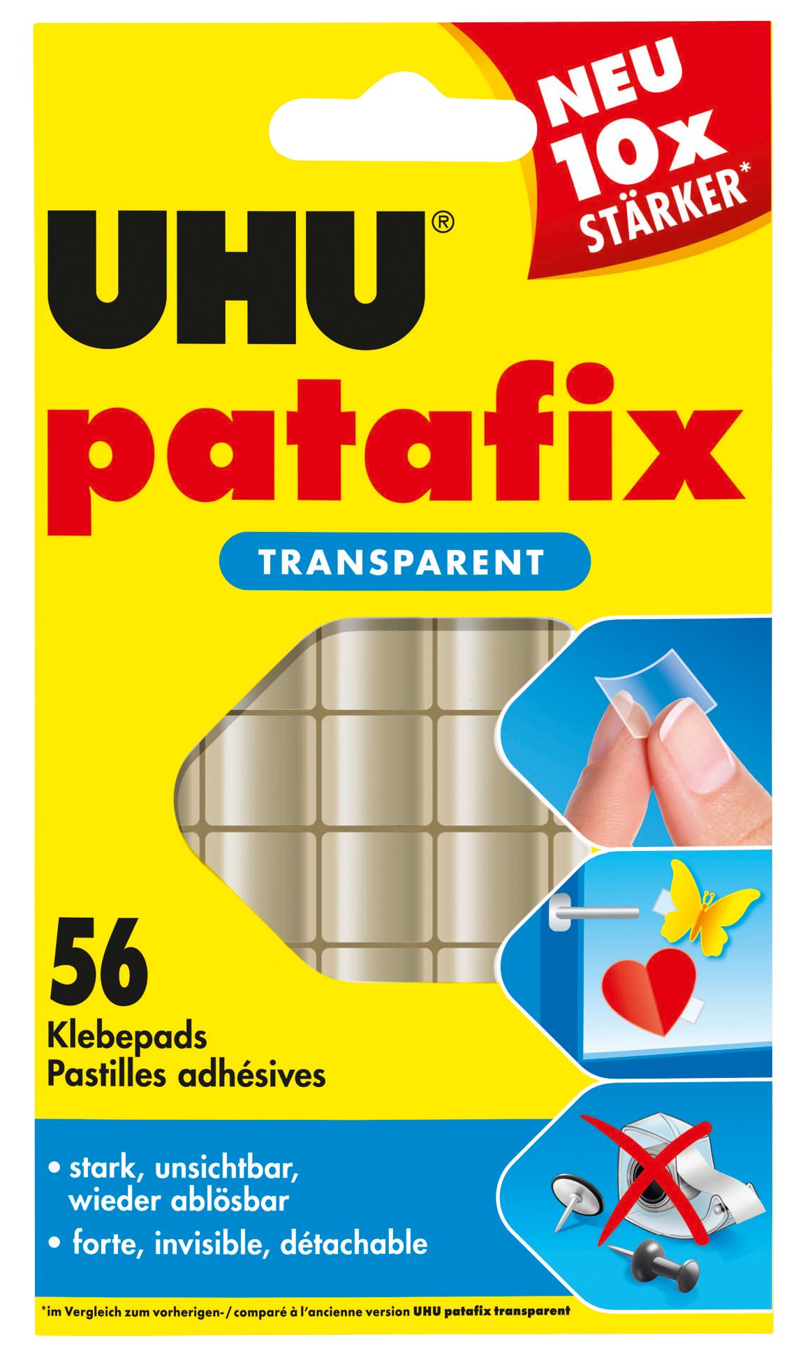 Uhu Klebebads patafix transparent 9,5 x 17 mm, Packung à 56 Pads