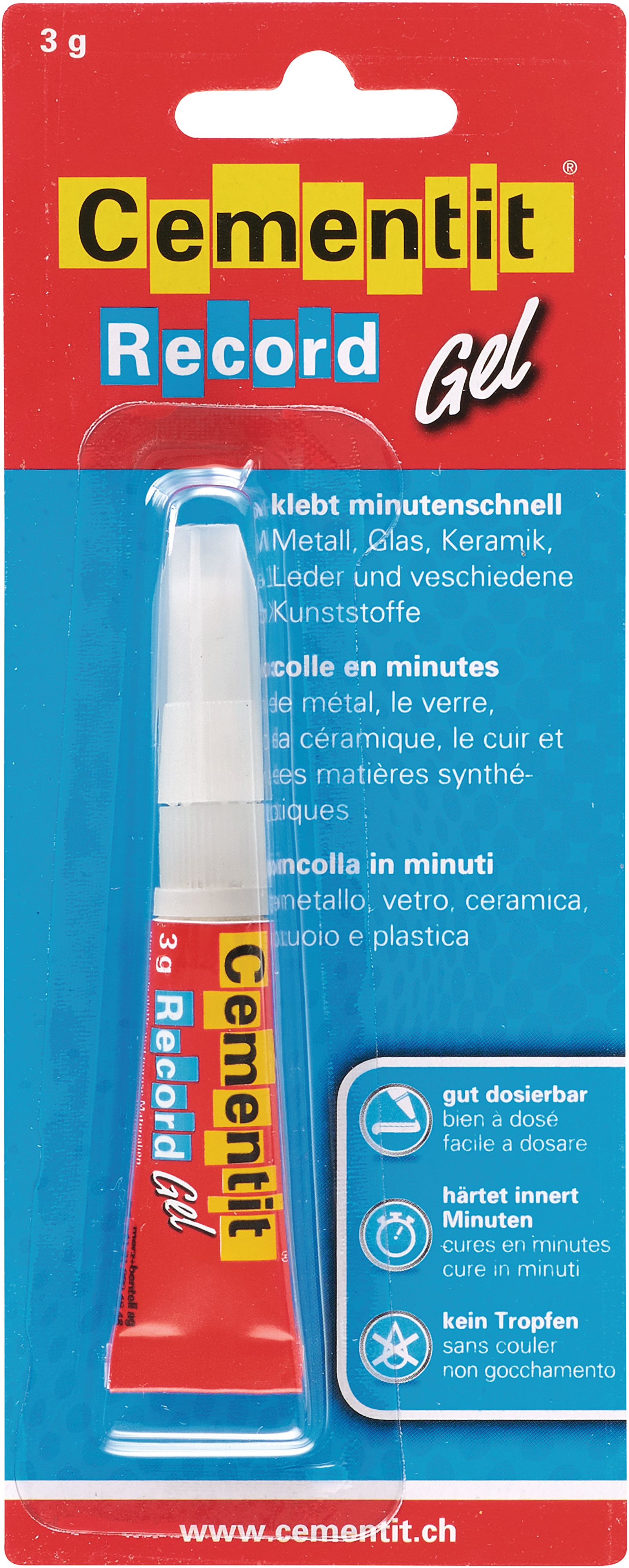 Cementit Record Gel Tube 3g Minutenschnellkleber, Swissmade