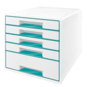 Leitz Wow Cube Schubladenelement 5 Schubladen eisblau/weiss SPEZIALBEST.