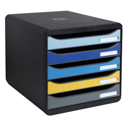 Exacompta Bee Blue Schubladenbox 5 offenen Schubladen, Farben sortiert SP