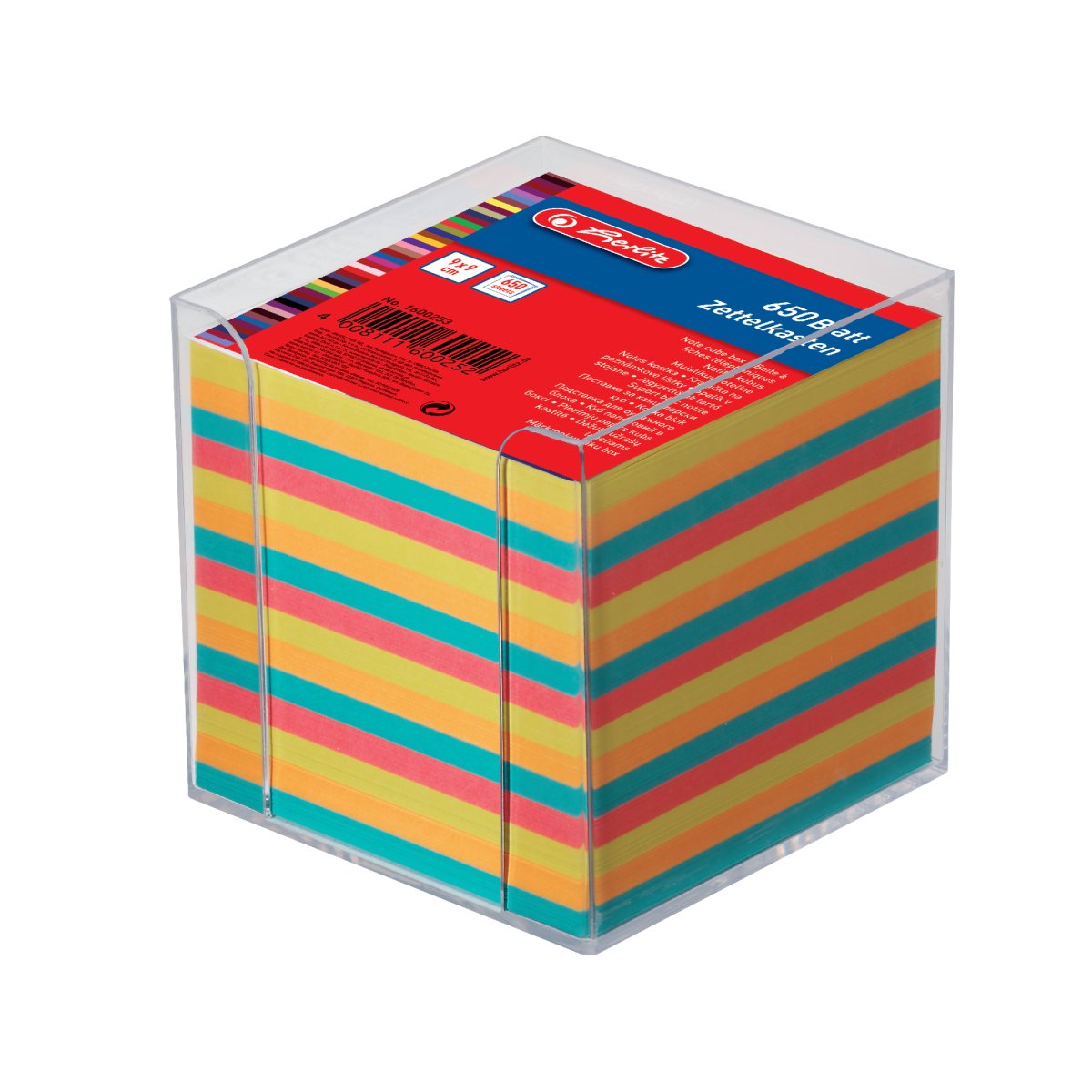 Herlitz Zettelkasten transparent Papier farbig 9 x 9 x 9 cm 80 gm2