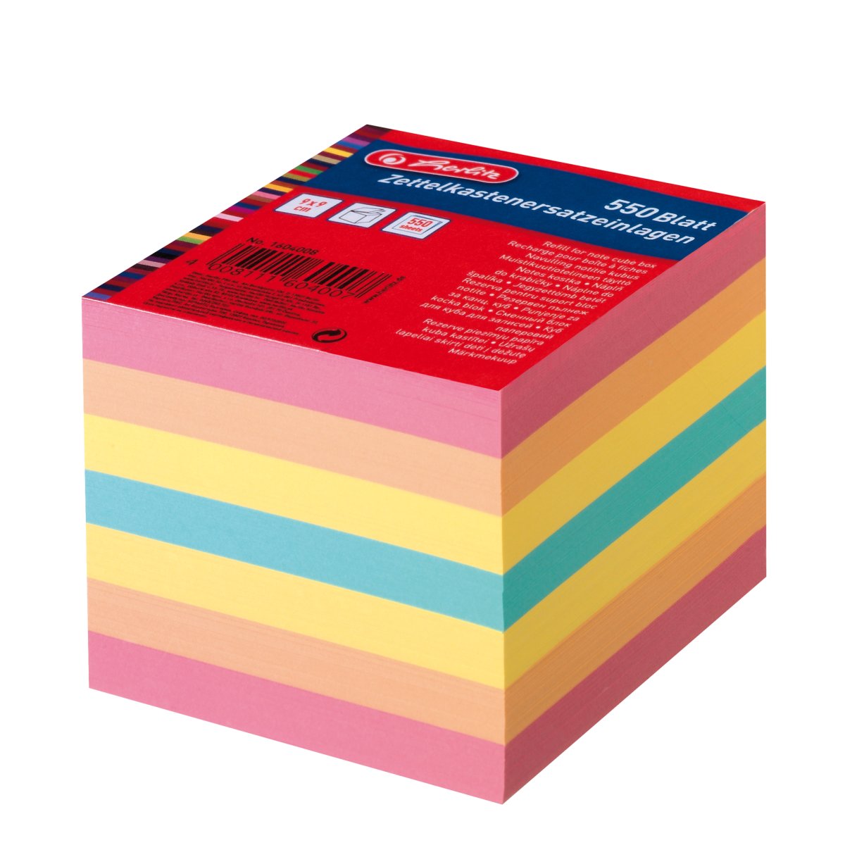 Herlitz Ersatzzettel zu Zettelbox Papier farbig, 80 gm2, 550 Blatt