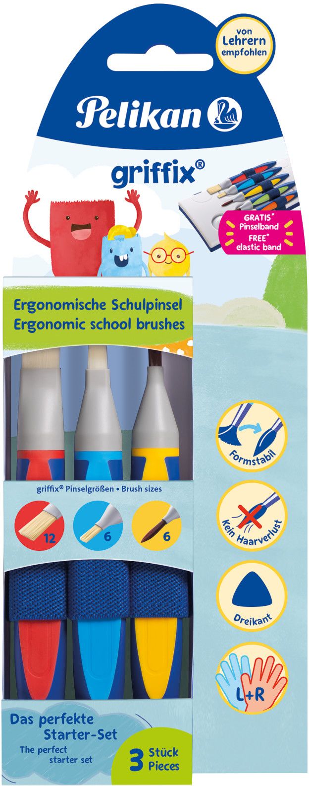 Pinsel Pelikan Griffix Schulstarter-Set 3 Stück auf Trägerkarte SPEZIALBESTELLUN