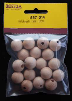Holzkugeln roh 15 mm, Bt. à 18 Stück SPEZIALBESTELLUNG
