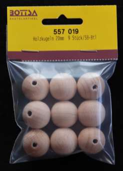 Holzkugeln roh 20 mm, Bt. à 9 Stück SPEZIALBESTELLUNG