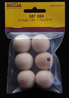 Holzkugeln roh 25 mm, Bt. à 6 Stück SPEZIALBESTELLUNG