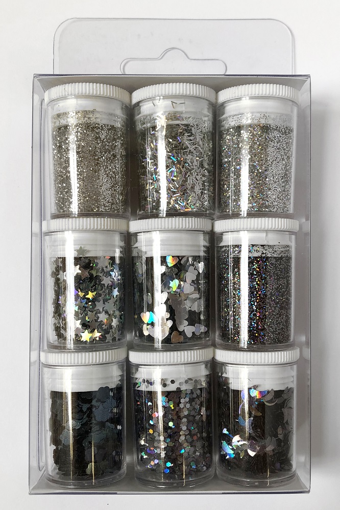 Glimmer silber Set à 9 Dösli SPEZIALBESTELLUNG