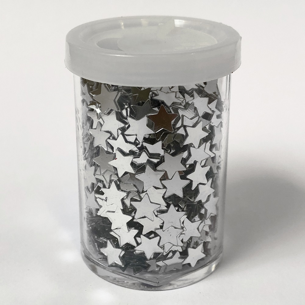 Glimmer Sterne silber 6 mm Streudose SPEZIALBESTELLUNG