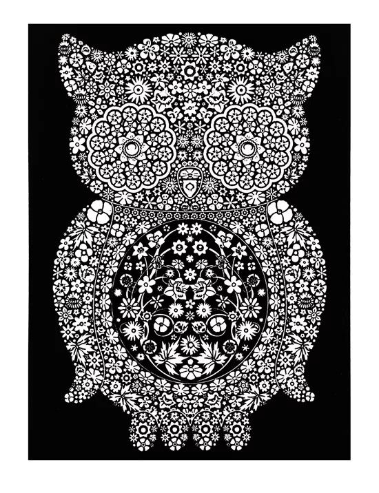 TataRuga Samtbild A4 Eule SPEZIALBESTELLUNG